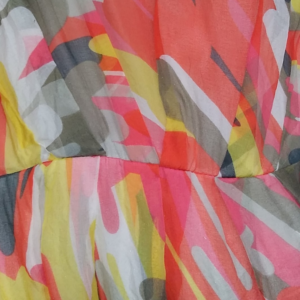 Fully lined Silk floral print dress w/ belt - Picture 4 of 4
